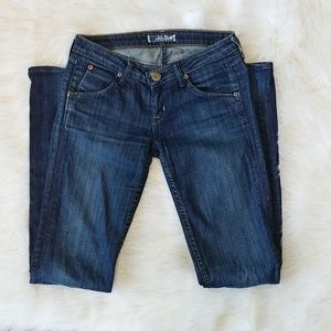 hudson dark wash straight leg jean, size 25